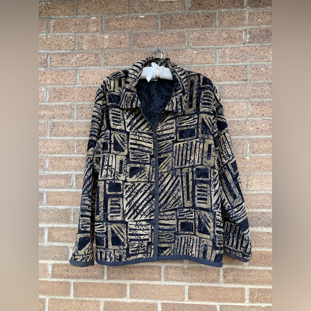 Analogy Vintage, Jacquard Blazer with gold weave,  L